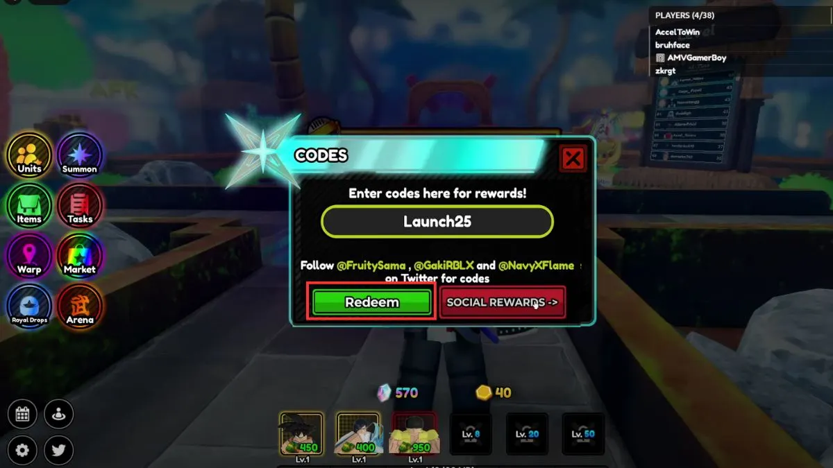 Hướng dẫn cách nhập code All Star Defense X - bước 3