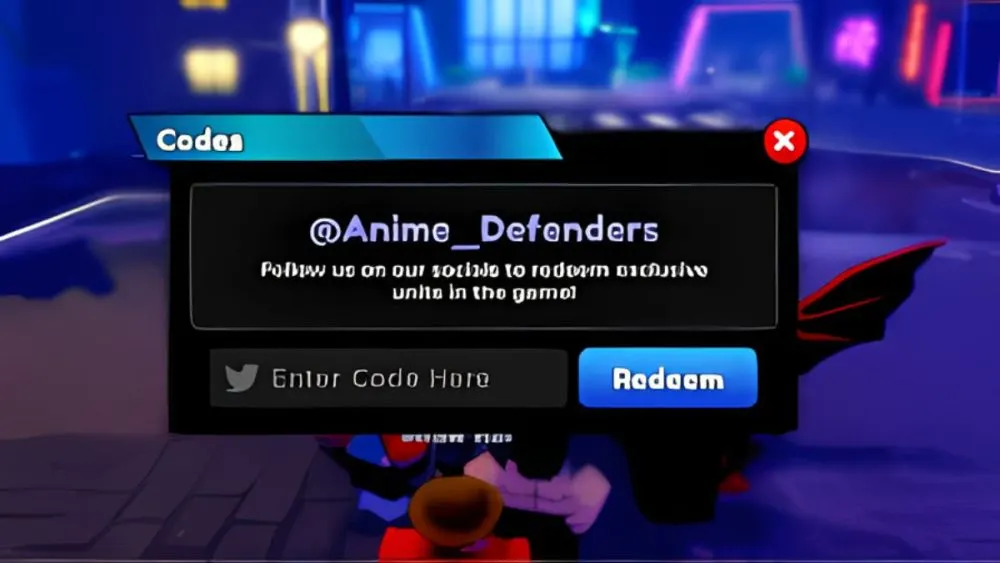cách nhập code Anime Defenders bước 3