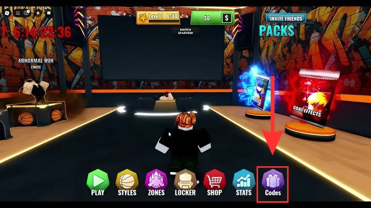 Hướng dẫn cách nhập code Basketball Zero - bước 2