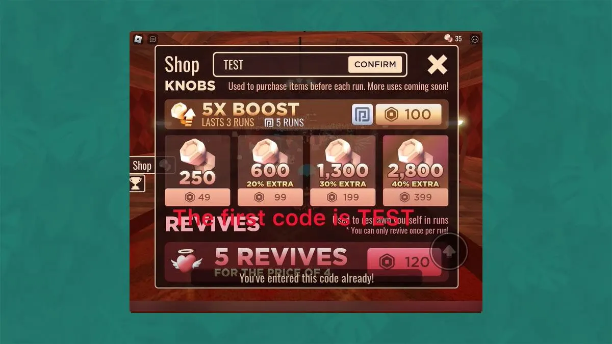 Cách nhập code Doors Roblox bước 2