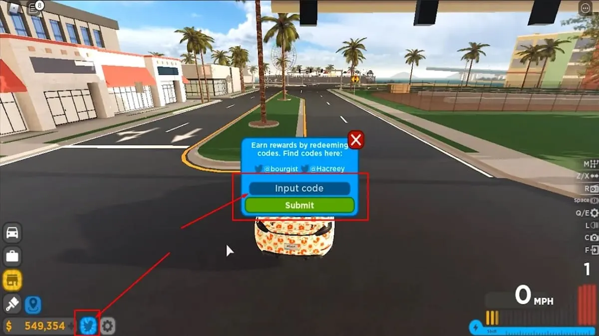 Cách nhập code Driving Empire bước 4