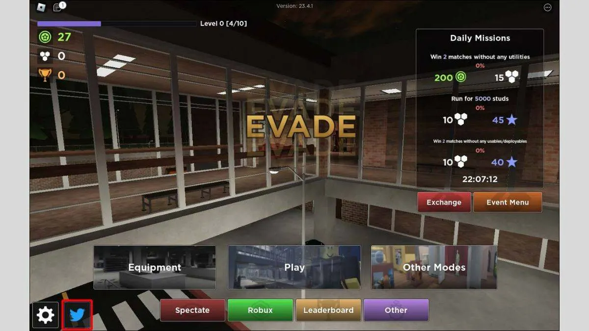 Cách nhập code Evade bước 1