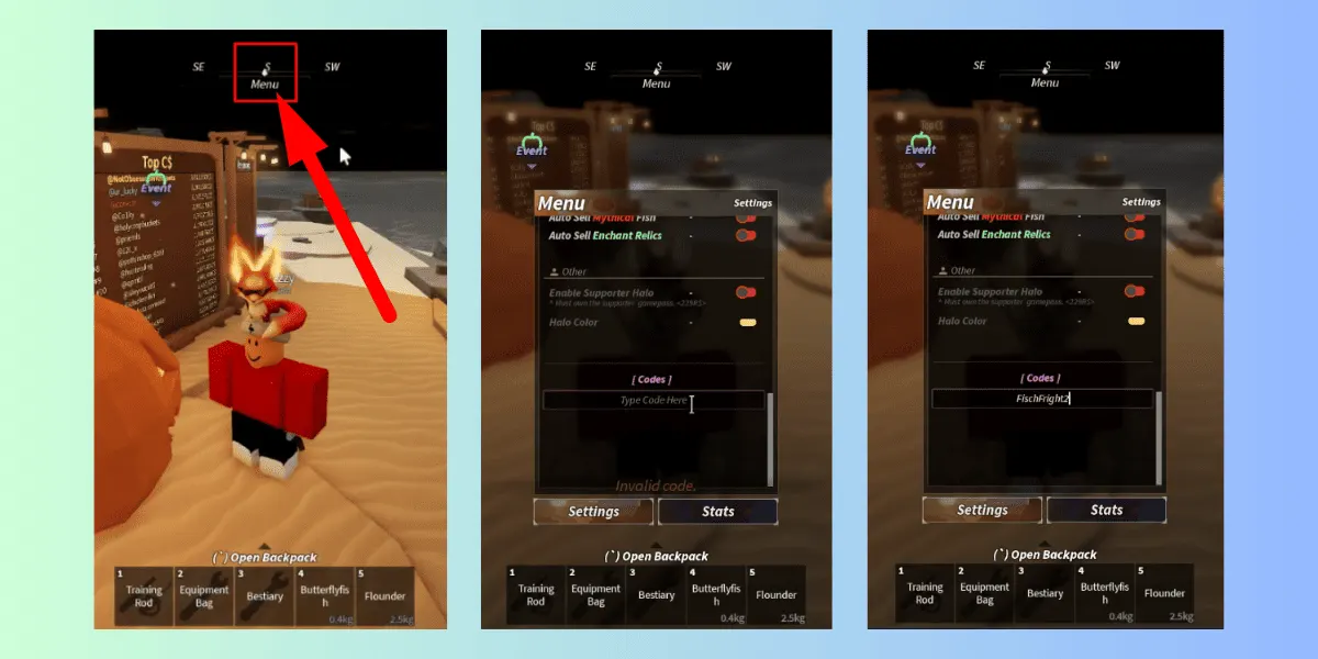 Hướng dẫn cách nhập code Fisch Roblox