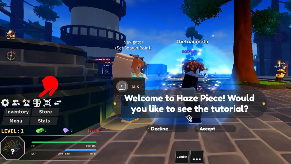 Hướng dẫn cách nhập code Haze Piece bước 2