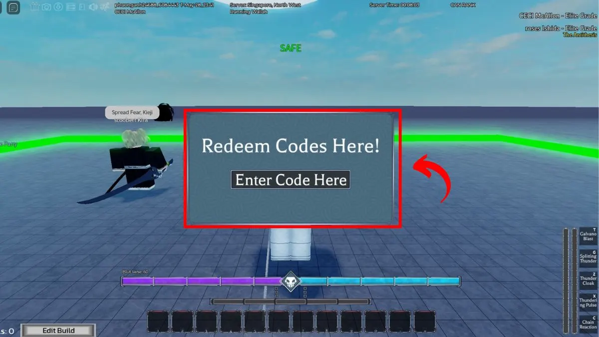 Cách nhập code Type Soul bước 3